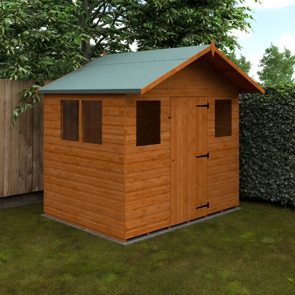 Cabin Summer Shed with Overhang - Shed