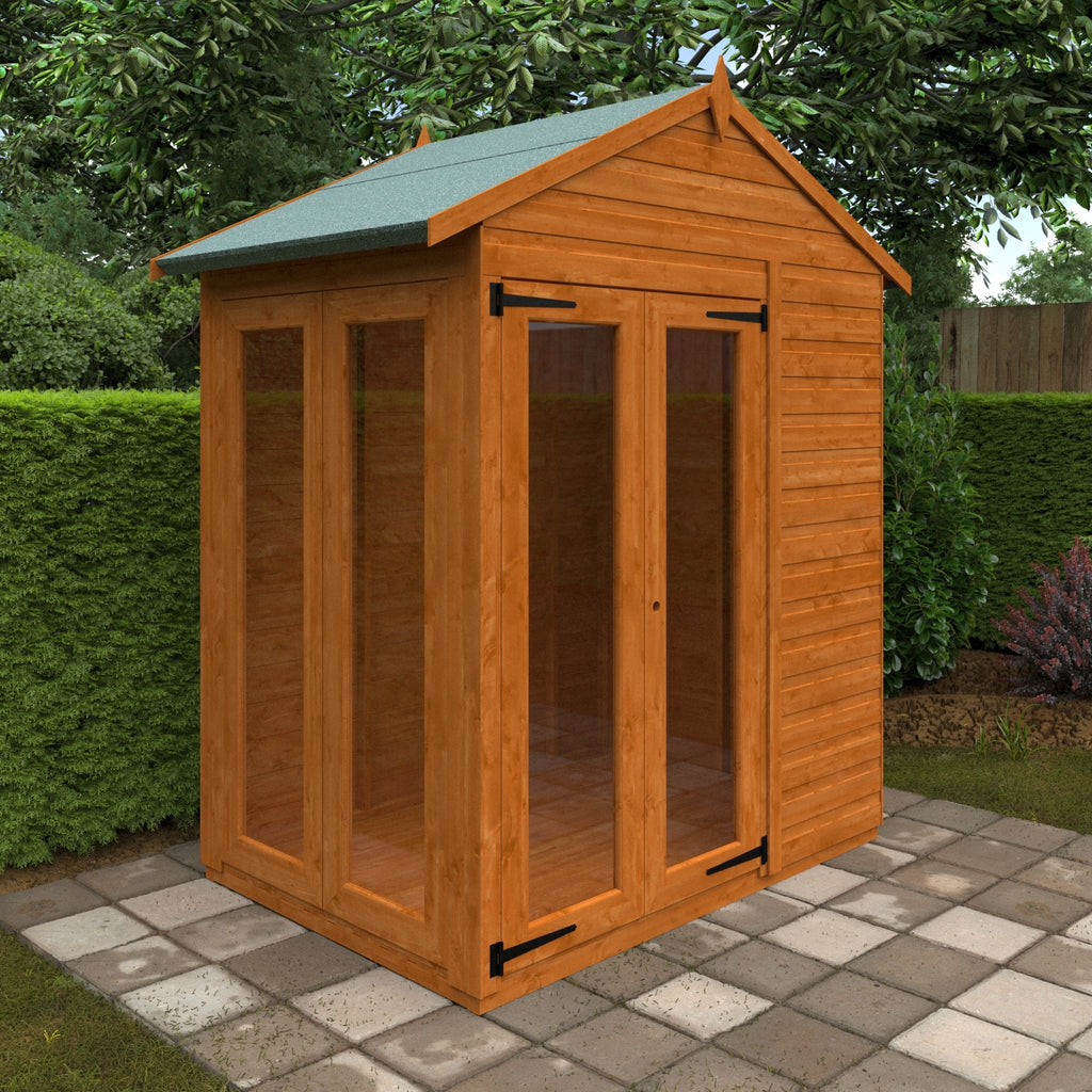 Flex Shiplap Timber Apex Summerhouse with Full Pane Double Doors and Windows - summerhouse