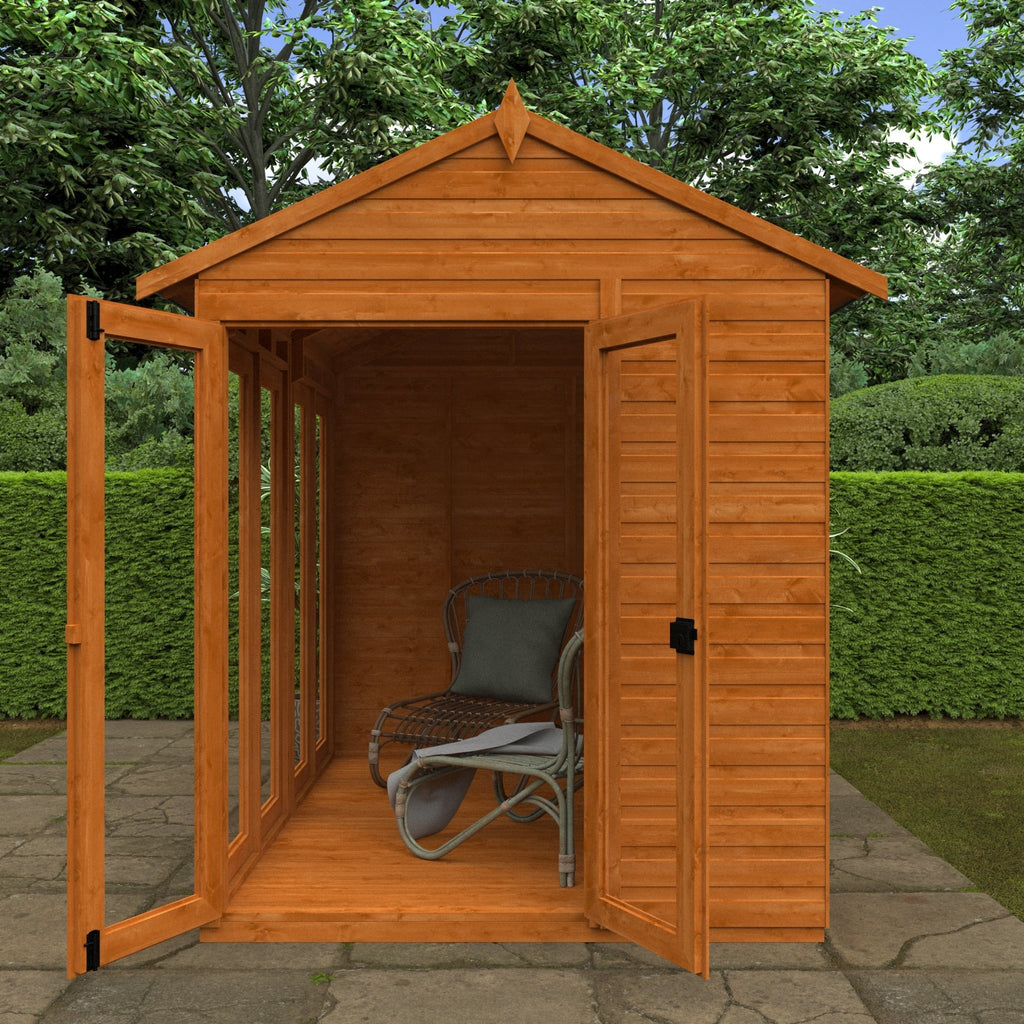 Flex Shiplap Timber Apex Summerhouse with Full Pane Double Doors and Windows - summerhouse