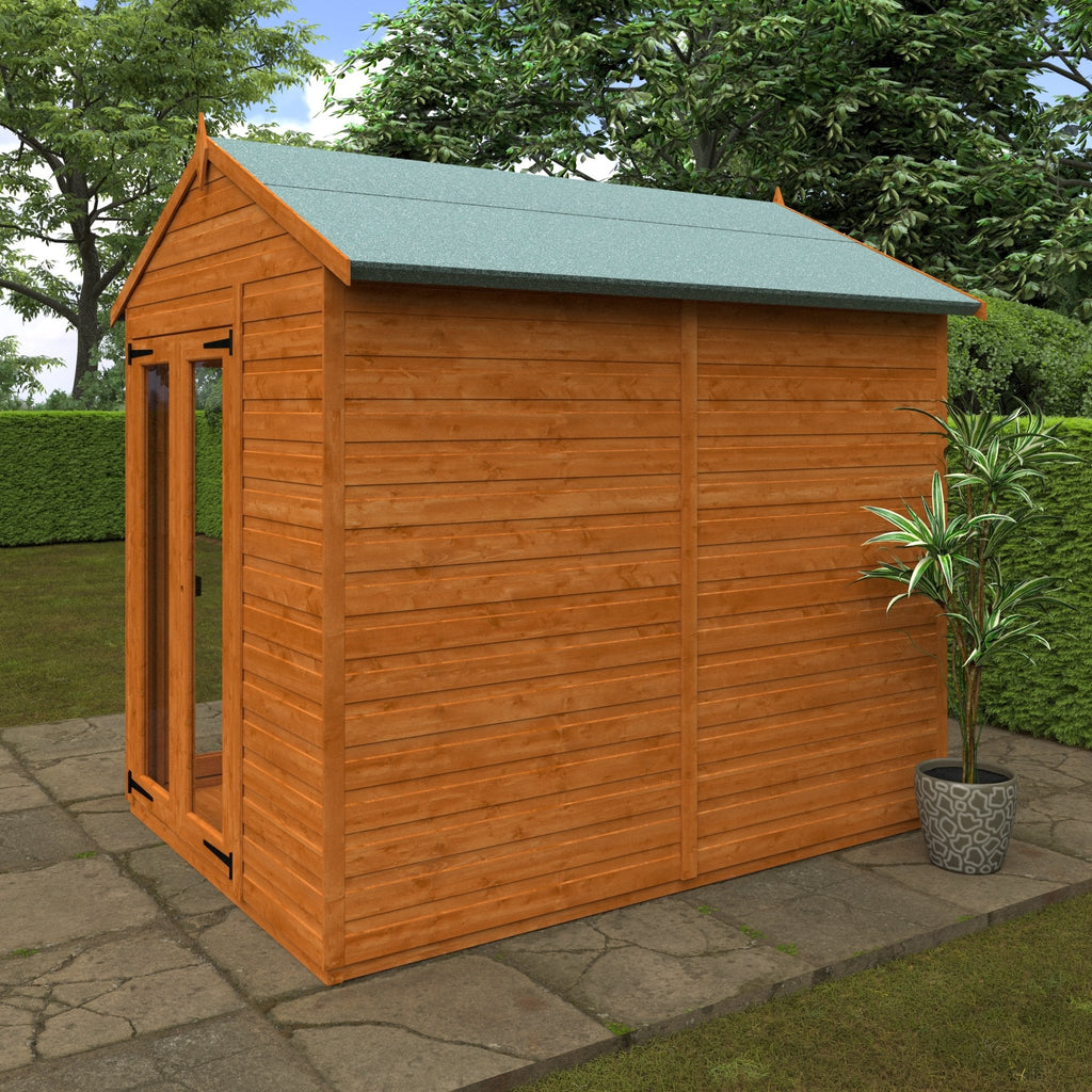 Flex Shiplap Timber Apex Summerhouse with Full Pane Double Doors and Windows - summerhouse