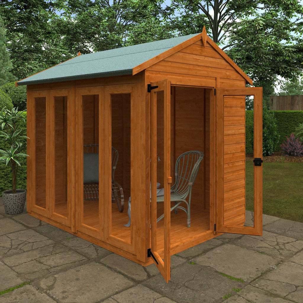 Flex Shiplap Timber Apex Summerhouse with Full Pane Double Doors and Windows - summerhouse