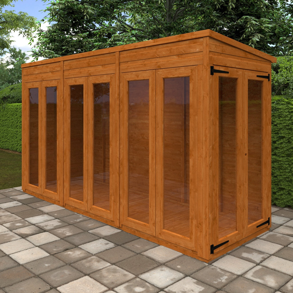 Flex Shiplap Timber Pent Summerhouse with Full Pane Double Doors and Windows - summerhouse