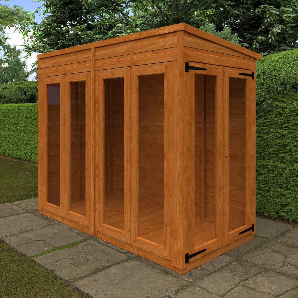 Flex Shiplap Timber Pent Summerhouse with Full Pane Double Doors and Windows - summerhouse