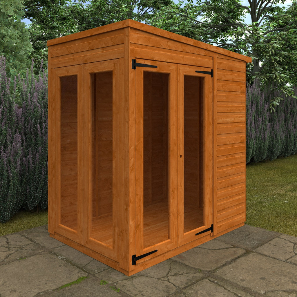 Flex Shiplap Timber Pent Summerhouse with Full Pane Double Doors and Windows - summerhouse