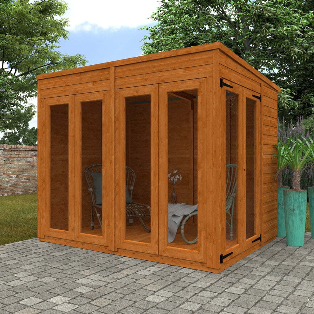 Flex Shiplap Timber Pent Summerhouse with Full Pane Double Doors and Windows - summerhouse