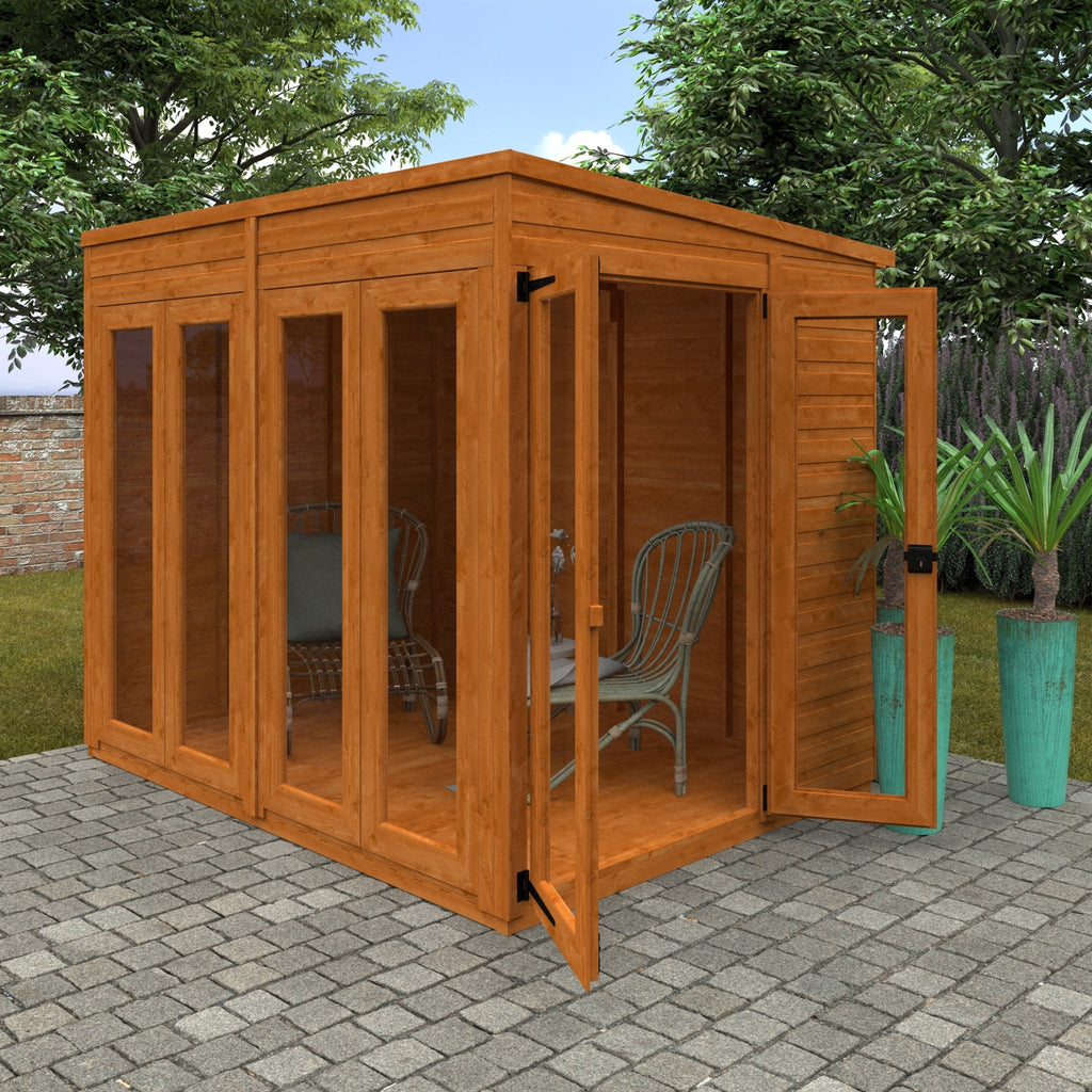 Flex Shiplap Timber Pent Summerhouse with Full Pane Double Doors and Windows - summerhouse