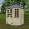 Pressure Treated Tanalised Octagonal Summerhouse with Georgian Door and Windows and Fibreglass Roof - summerhouse
