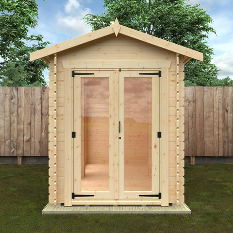 The Beaumont Modular 19mm Log Cabin with Full Pane Windows and Double Doors - Log Cabin Garden Building