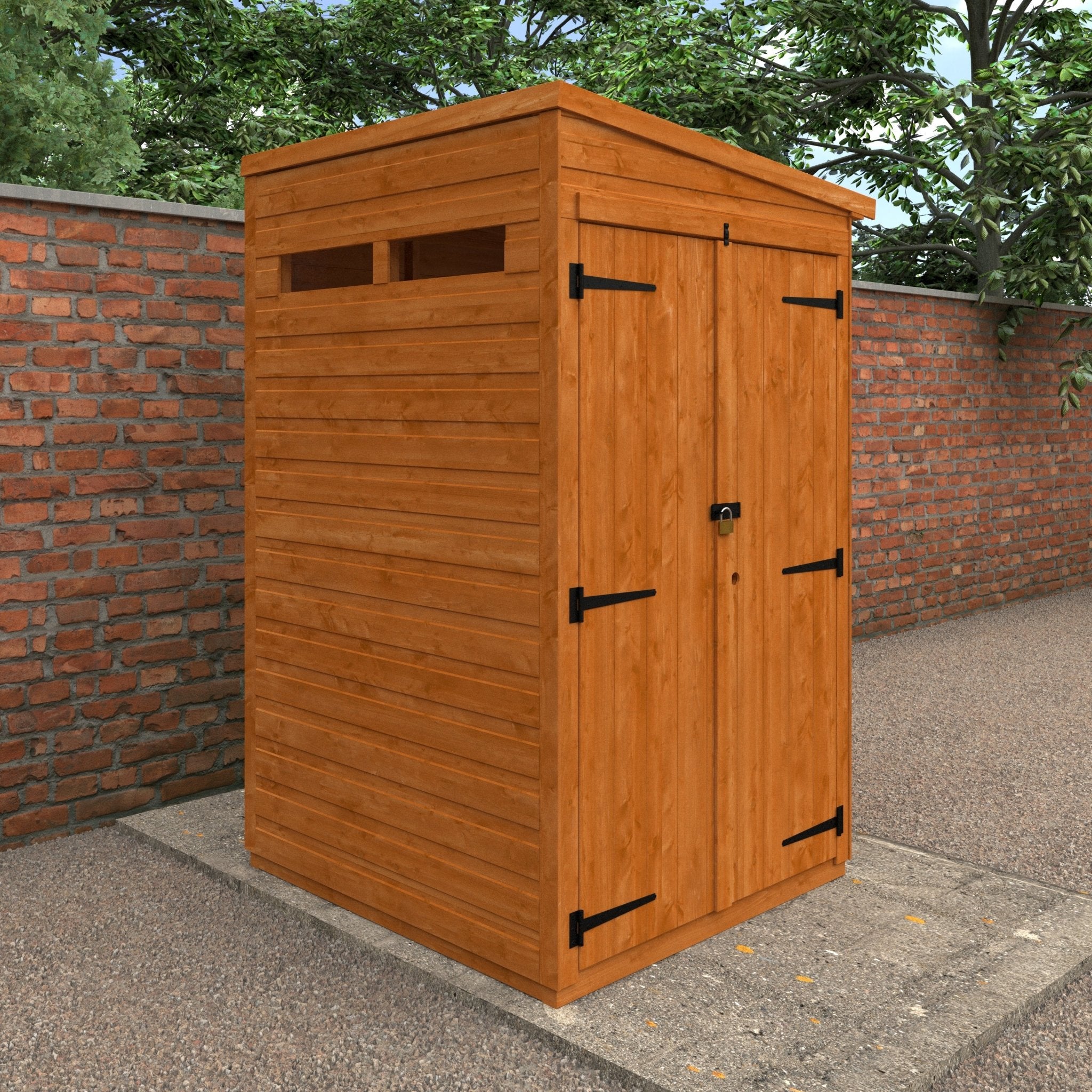 Timber Double Door Pent Security Shed - Shed