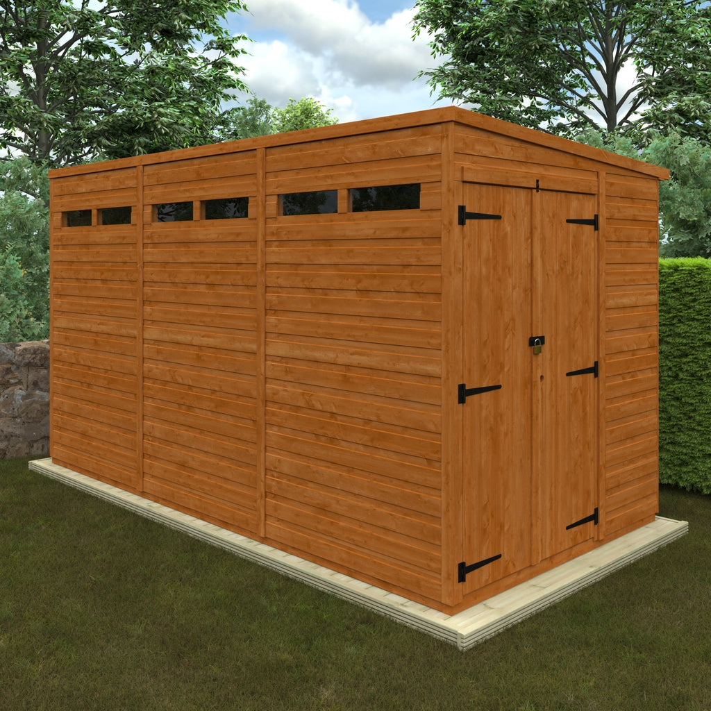 Timber Double Door Pent Security Shed - Shed