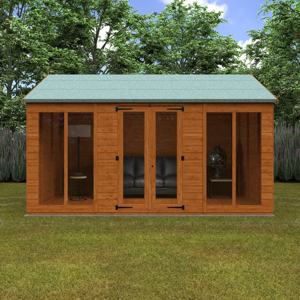 Timber Full Pane Summerhouse with Full Pane Double Doors and Windows Workerman APex - summerhouse