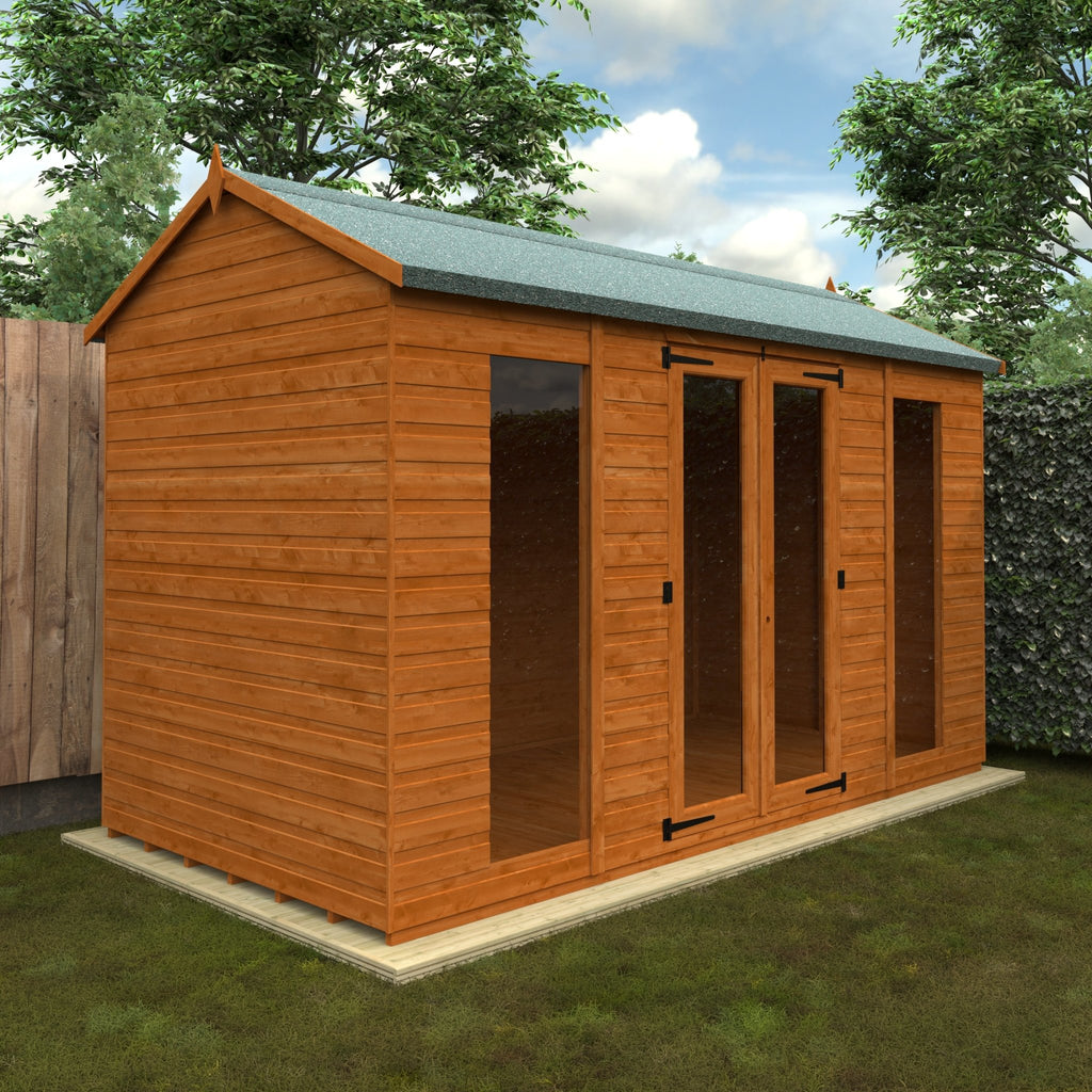 Timber Full Pane Summerhouse with Full Pane Double Doors and Windows Workerman APex - summerhouse