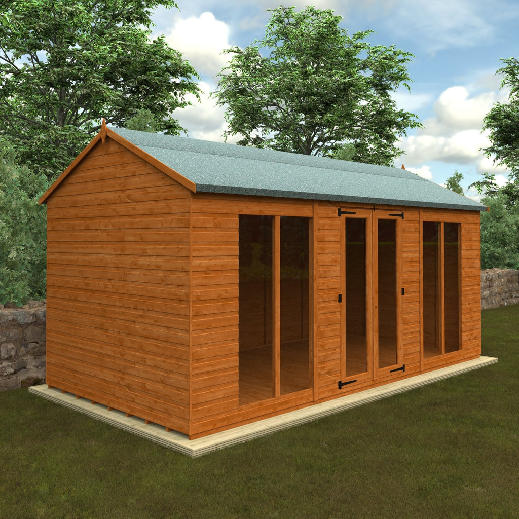 Timber Full Pane Summerhouse with Full Pane Double Doors and Windows Workerman APex - summerhouse