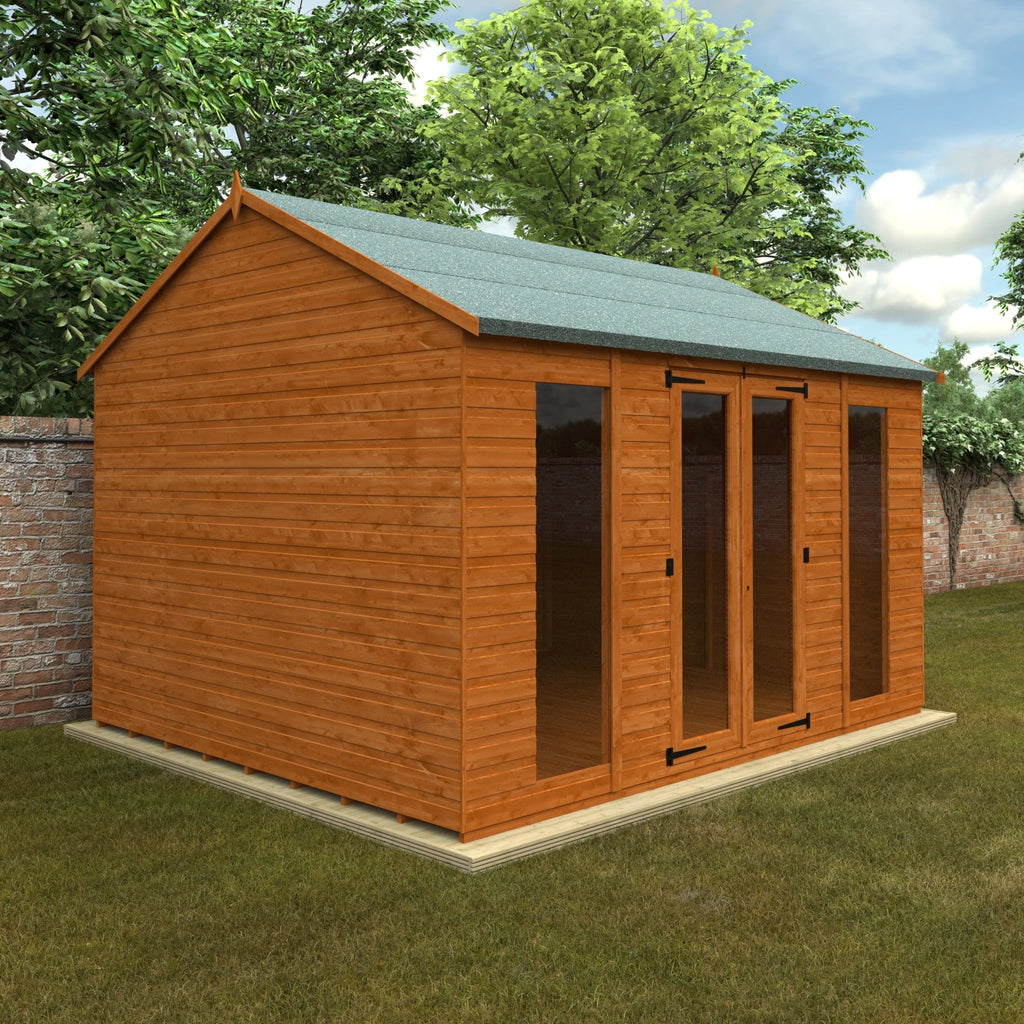 Timber Full Pane Summerhouse with Full Pane Double Doors and Windows Workerman APex - summerhouse