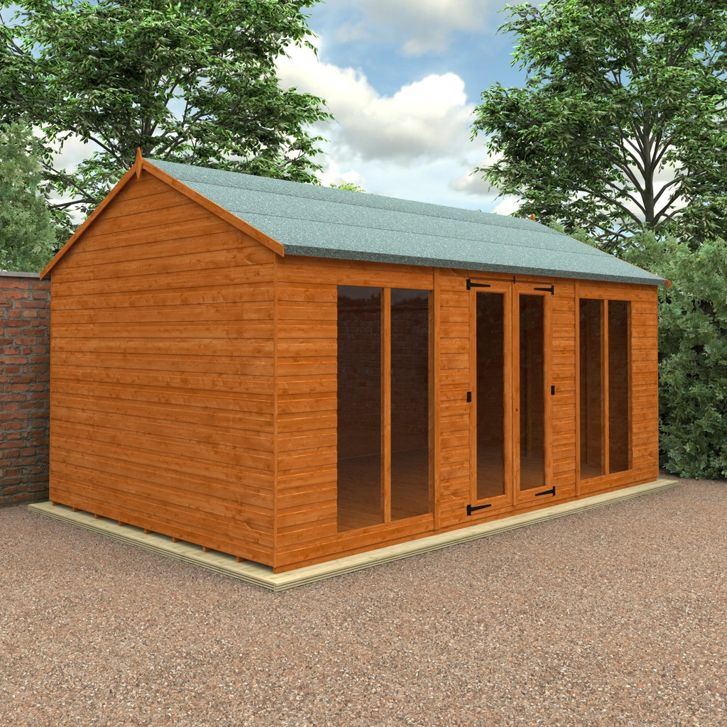 Timber Full Pane Summerhouse with Full Pane Double Doors and Windows Workerman APex - summerhouse