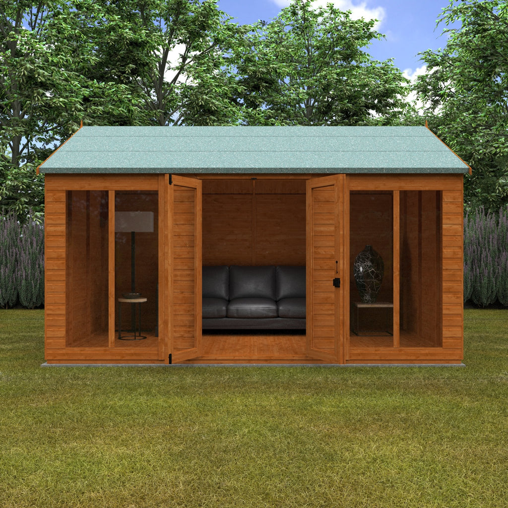 Timber Full Pane Summerhouse with Full Pane Double Doors and Windows Workerman APex - summerhouse