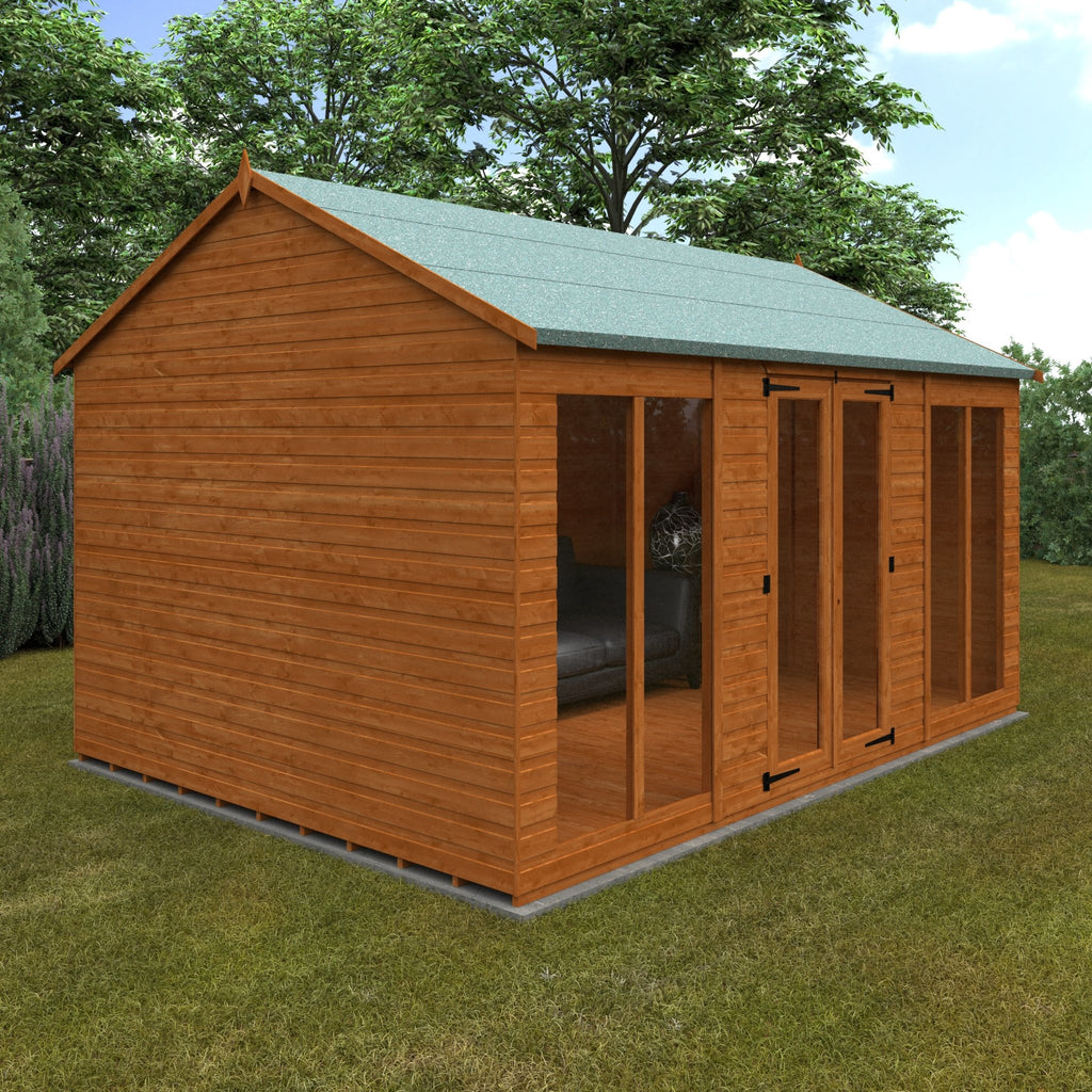 Timber Full Pane Summerhouse with Full Pane Double Doors and Windows Workerman APex - summerhouse